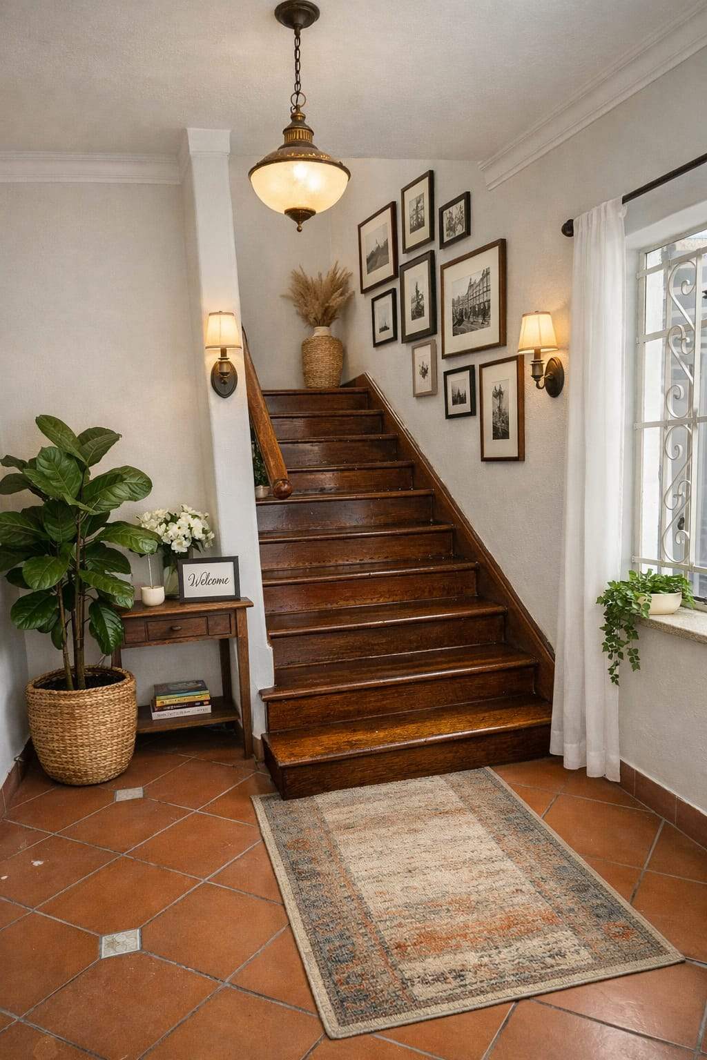 staircase interior warm lighting